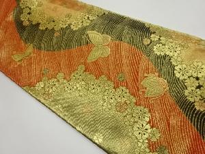 桜尽くしに蝶模様織出し全通袋帯
